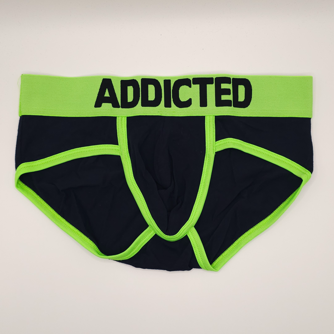 Addiced Black Briefs (neon Green Waistband)