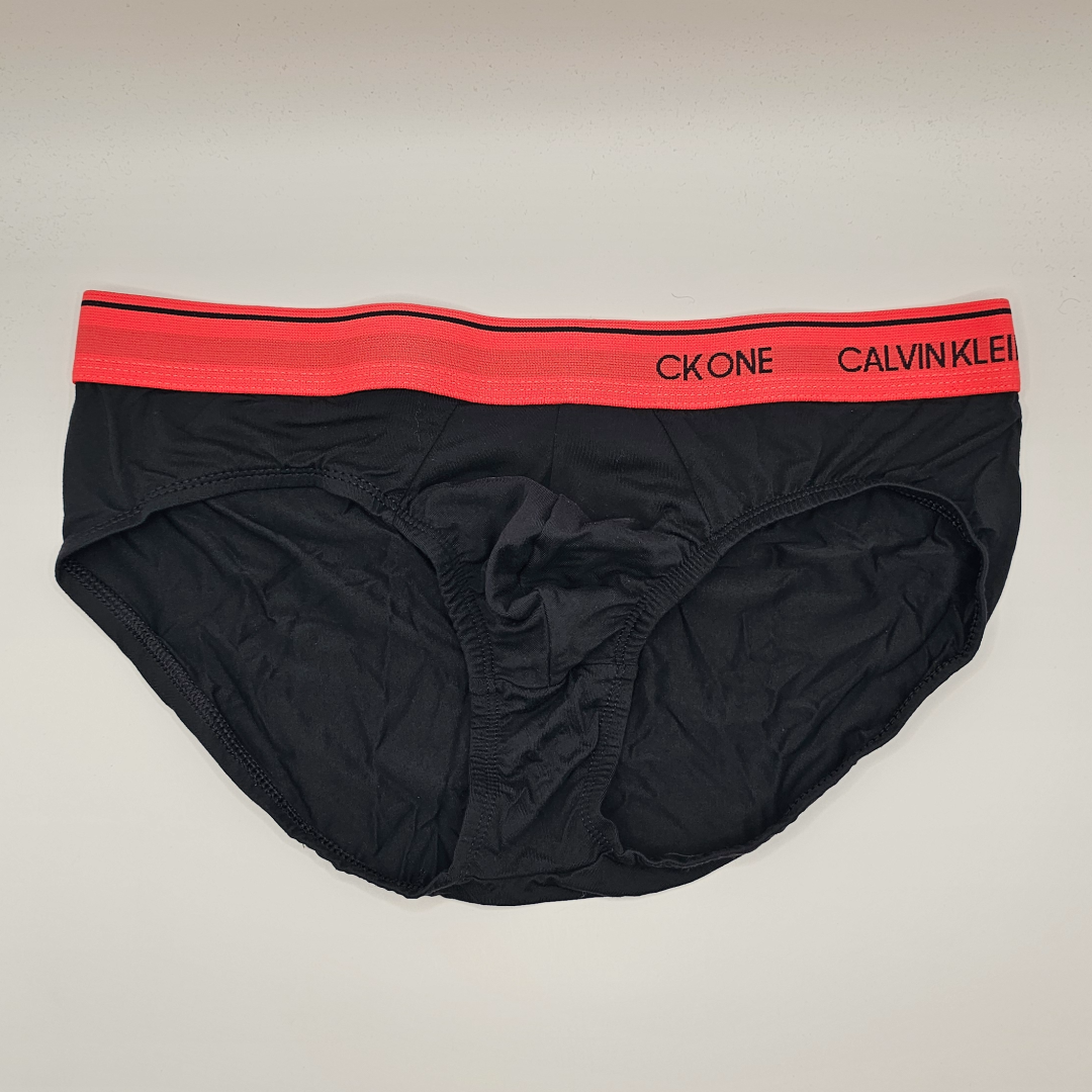 Ck Black Briefs (red Waistband)