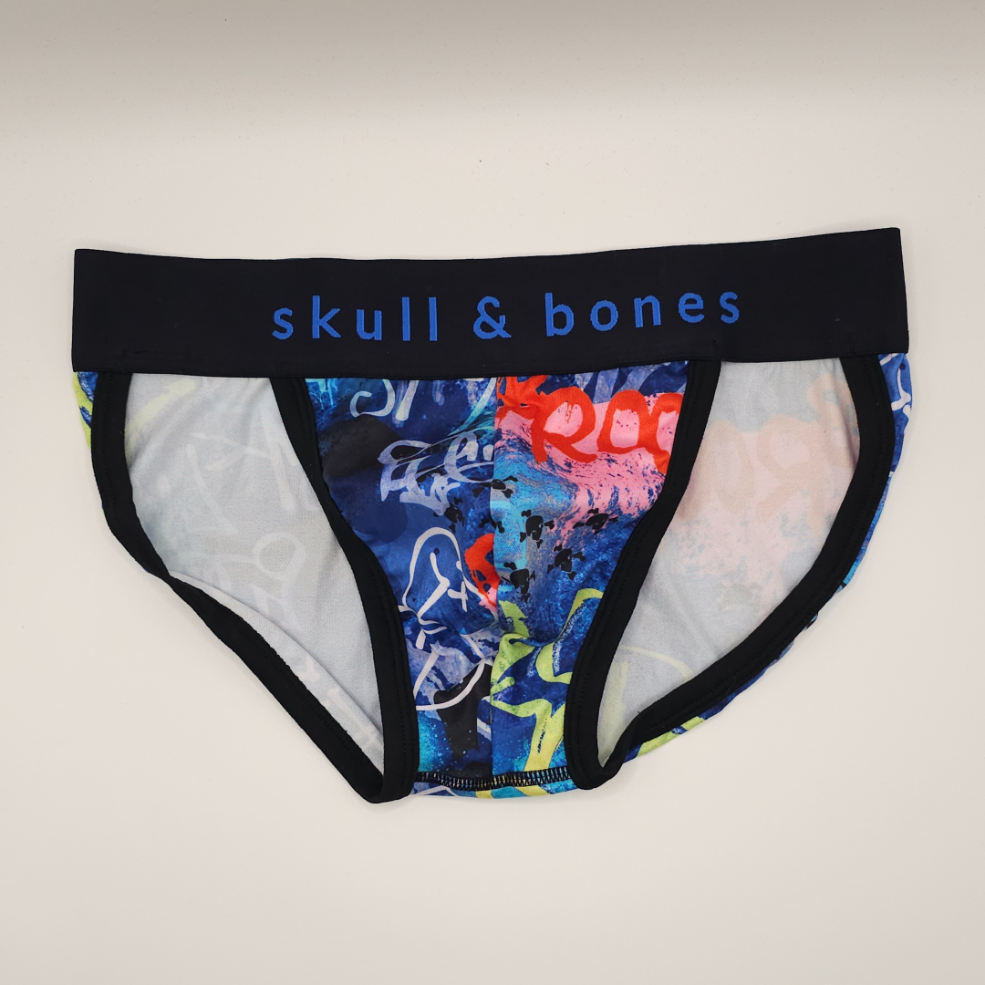 Skull & Bones Blue Skull Graffiti Sport Brief