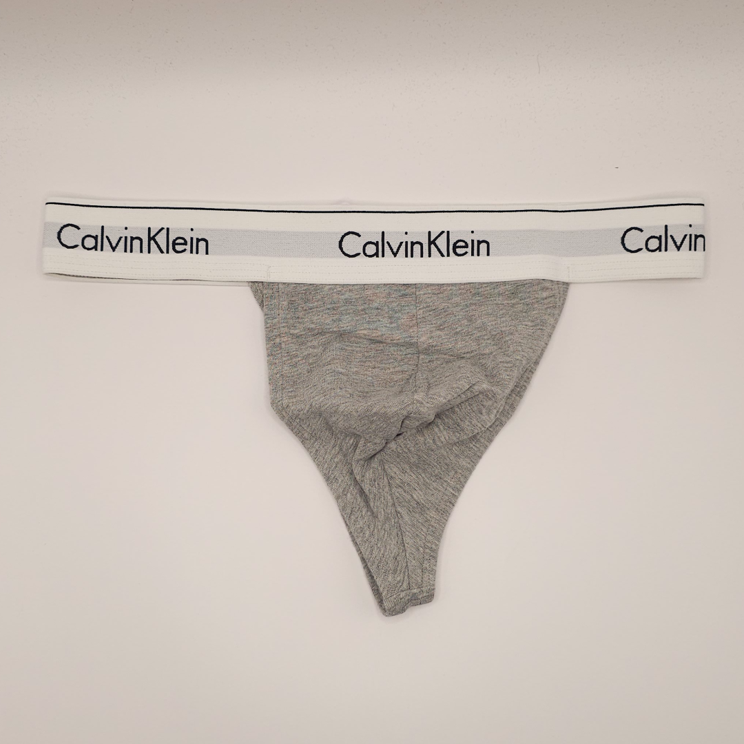 Calvin Klein Thong Grey (white Waistband)