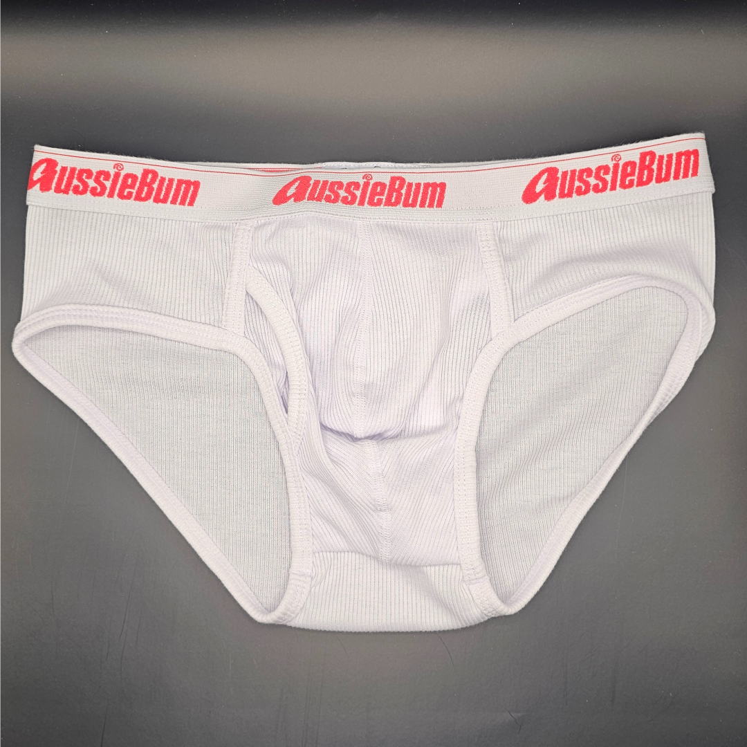 Aussiebum Classic Original Brief (white - Red Logo Waistband)