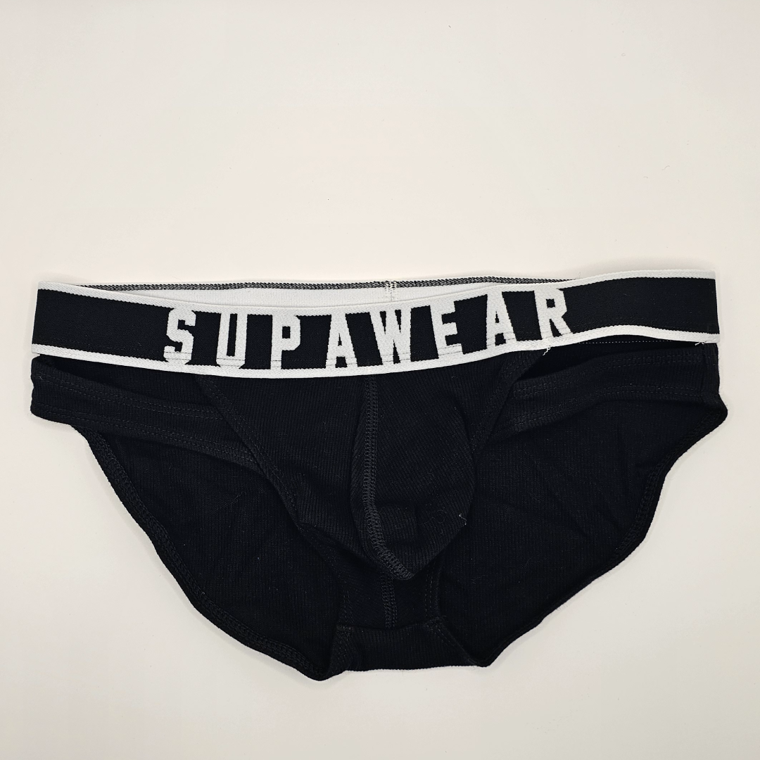 Supawear Ribbed Slashed Brief Black