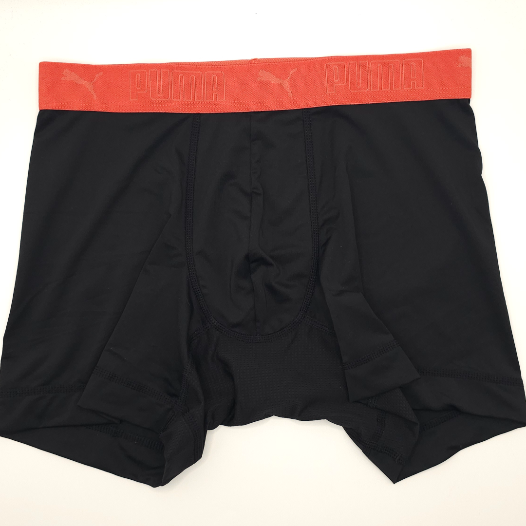 Puma Boxer Briefs Black (orange Waistband)