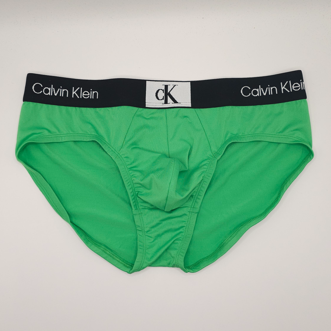 Calvin Klein Green Briefs (black Logo Waistband)