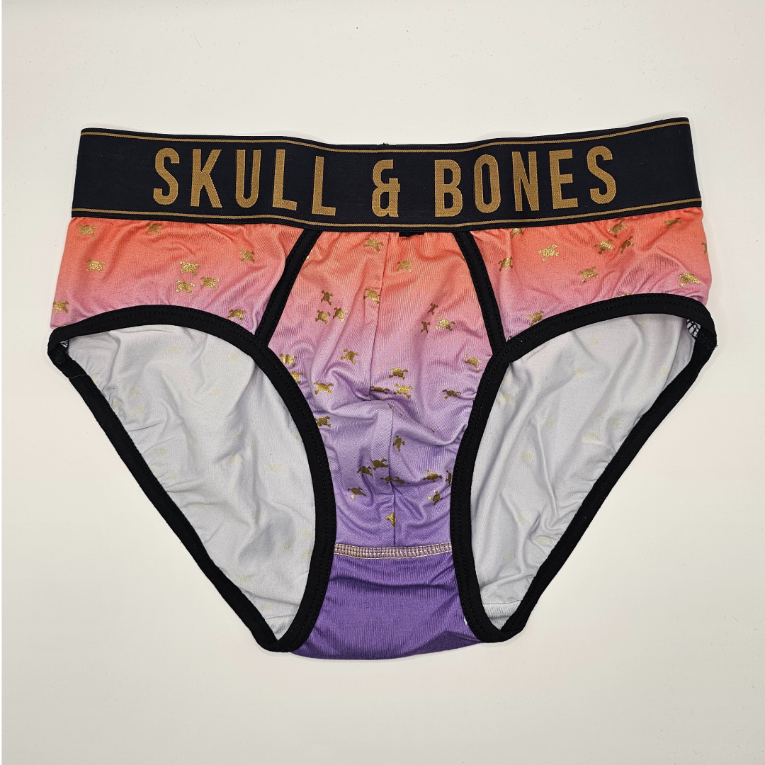 Skull & Bones Briefs (ombre With Gold Skulls Print)