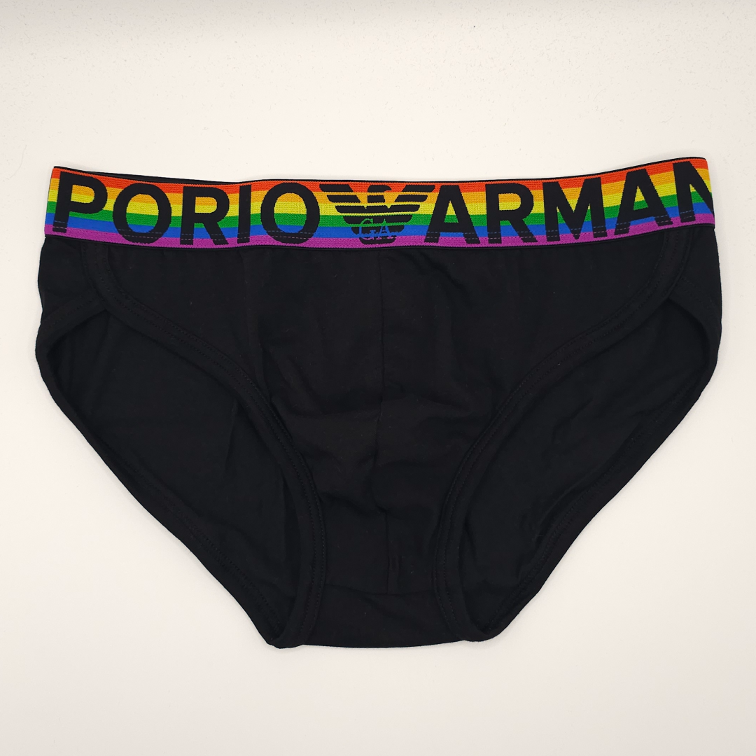 Emporio Armani Rainbow Waistband Briefs (black)